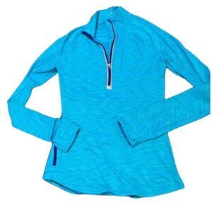 Athleta Blue Aqua Quarter Zip Pullover collared Sweatshirt